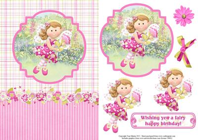 Wishing You a Fairy Happy Birthday Card Topper & Decoupage