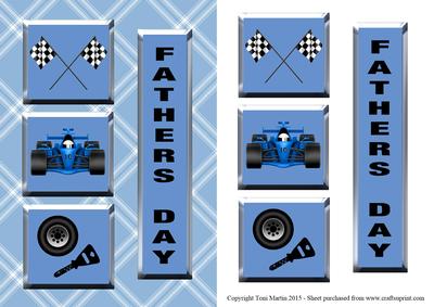 Racing Car Card Front Topper & Decoupage - Father's Day