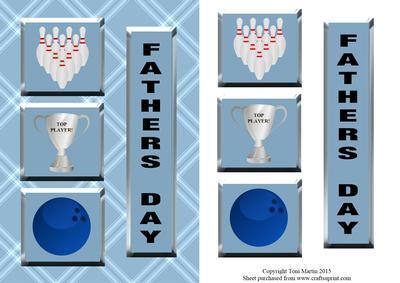 Ten Pin Bowling - Father's Day Card Front / Topper