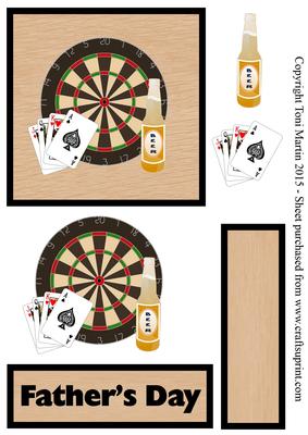Darts, Beer & Cards Father's Day Card Topper & Decoupage
