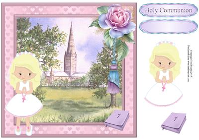 First Holy Communion Girl (blonde) Card Topper & Decoupage