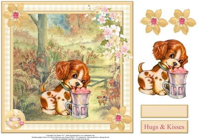 Cute Puppy Scene Card Topper & Decoupage