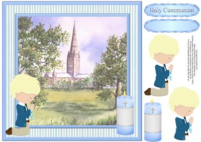 First Holy Communion Boy (blonde) Card Topper & Decoupage