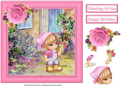 Gardener Molly Scene Card Topper & Decoupage