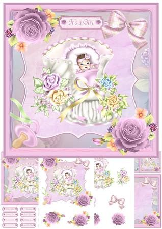 New Baby Girl Mini Kit & Decoupage