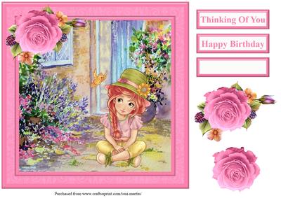 Teenage Girl Card Topper & Decoupage