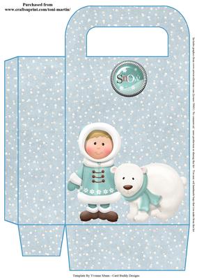 Little Winter Boy & Polar Bear Friend Christmas Gift Bag