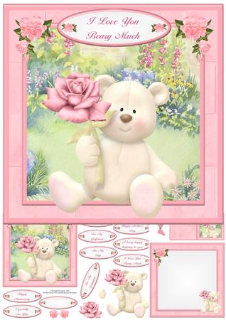 I Love You Beary Much Card Mini Kit & Decoupage