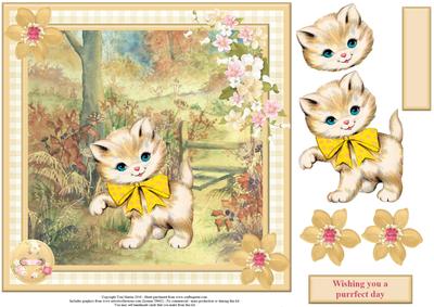 Wishing You a Purrfect Day Card Topper & Decoupage