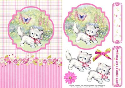 Kitten & Butterfly Card Topper & Decoupage