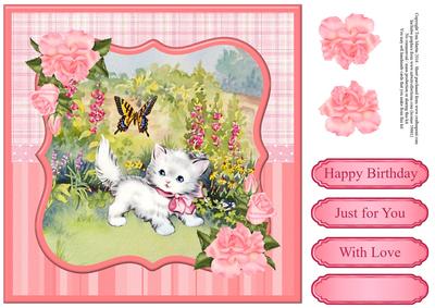 Kitten & Butterfly Card Topper & Decoupage