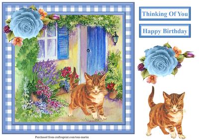 Kitten by the Door Card Topper & Decoupage