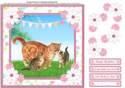 Cat Family Card Topper & Decoupage