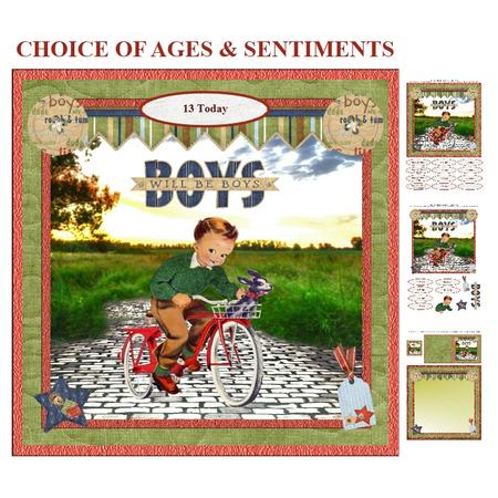 Cyclist Boy / Teen Card Mini Kit & Decoupage