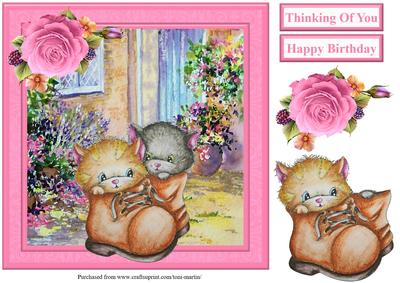 Kitten Boots Card Topper & Decoupage