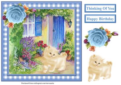 Kitten by the Door Card Topper & Decoupage
