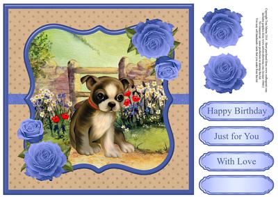 Delightful Puppy Scene Topper & Decoupage