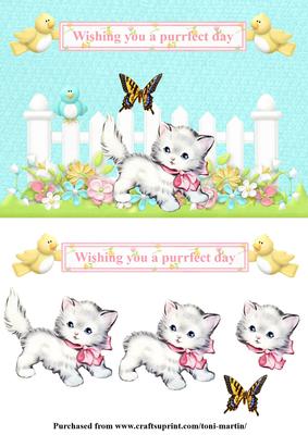 Wishing You a Purrfect Day Card Topper & Decoupage
