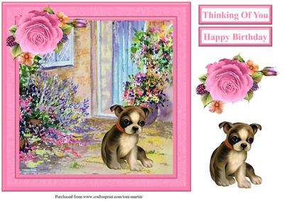 Cute Puppy Scene Topper & Decoupage