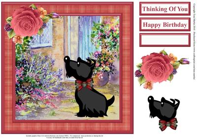 Scottie Dog by the Door Card Topper & Decoupage