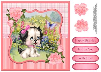 Puppy & Butterfly in the Garden Card Topper & Decoupage