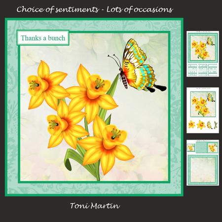 Daffodils & Butterfly 8x8 Card Mini Kit & Decoupage