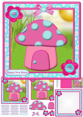 Mushroom House Card Mini Kit & Decoupage