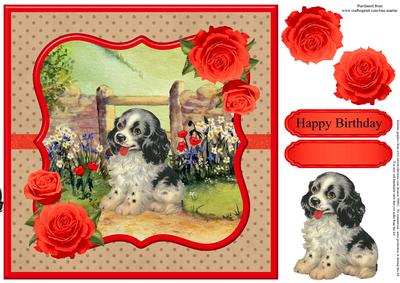 Spaniel Puppy Card Topper & Decoupage