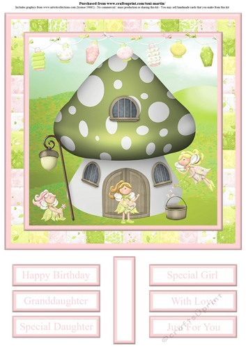 Fairy house & little fairies card topper & sentiments