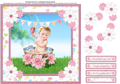 New Baby Girl Card Topper & Decoupage