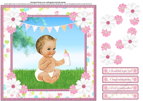 New Baby Girl Card Topper & Decoupage