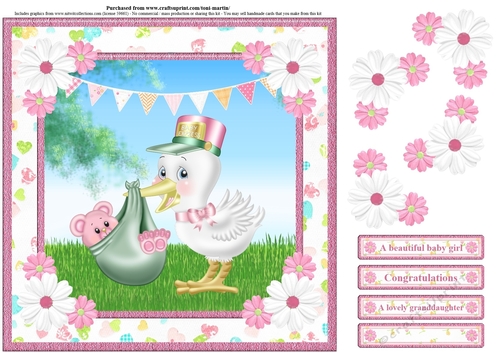 New Baby Girl Card Topper & Decoupage