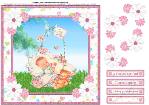 New Baby Girl Card Topper & Decoupage