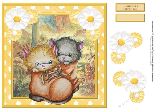 Wishing you a purrfect day card topper & decoupage