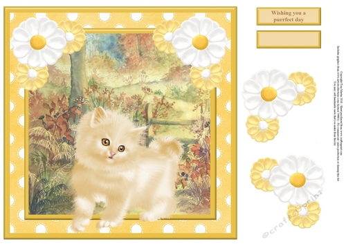 Wishing you a purrfect day card topper & decoupage