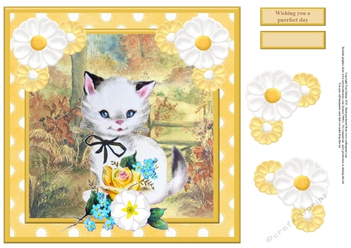 Wishing you a purrfect day card topper & decoupage