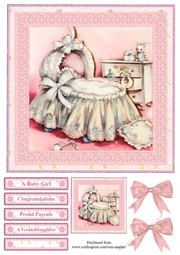 Baby Girl - Nursery Scene - Card Topper & Setiments