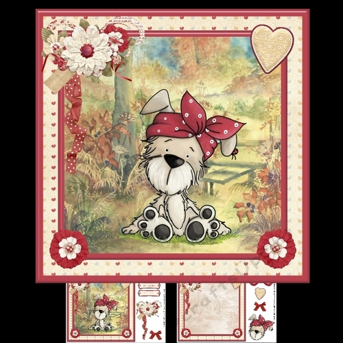 Bella the dog card mini kit & decoupage