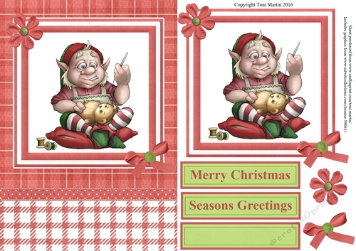 Elf at Work - Christmas Card Topper & Decoupage