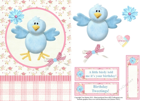 Birthday Tweetings Topper & Decoupage