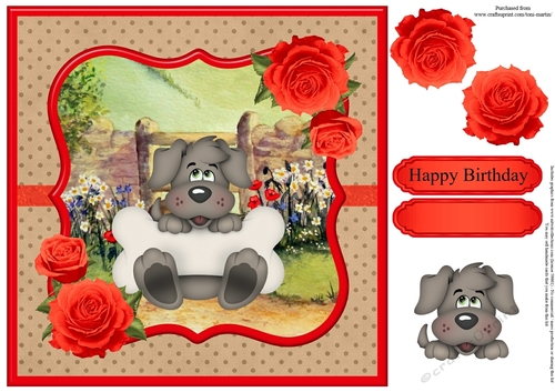 Dillon the Dog Card Topper & Decoupage