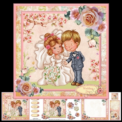 Wedding Day - Bride & Groom - Card Mini Kit & Decoupage