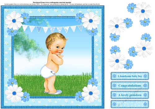 New Baby Boy Card Topper & Decoupage