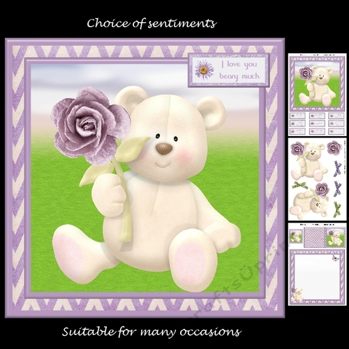 I love you beary much card mini kit & decoupage