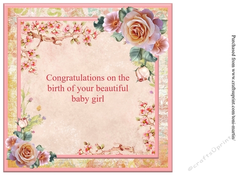 New Baby Girl Card Insert