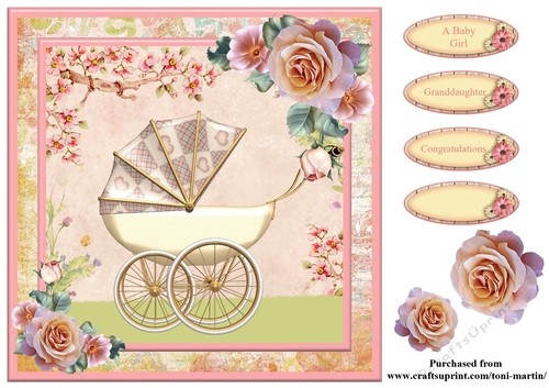 New Baby Girl Card Topper & Decoupage