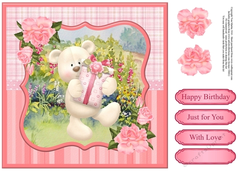 Sweet bear card topper & decoupage
