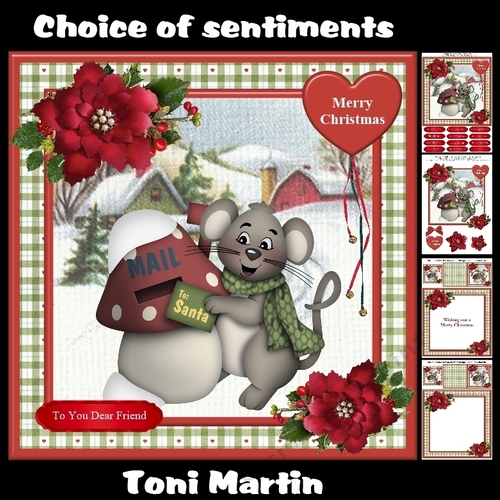 A letter for santa - christmas mouse card mini kit & decoupage
