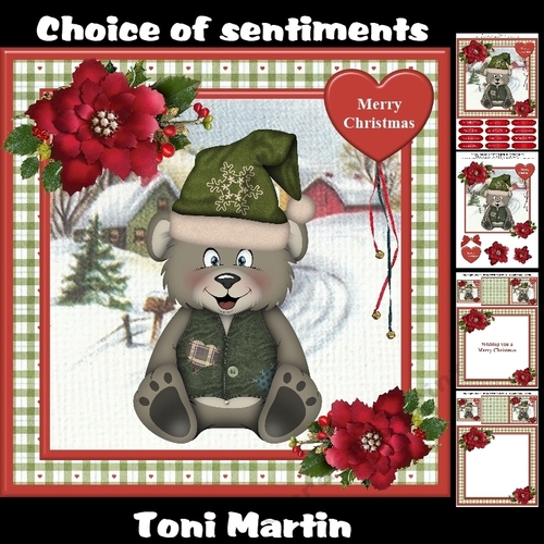 Christmas bear card mini kit & decoupage