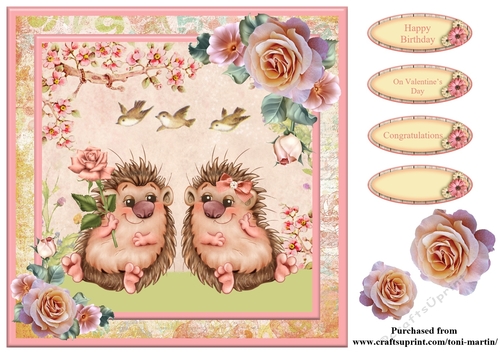 Hedgehog Love Card topper & decoupage